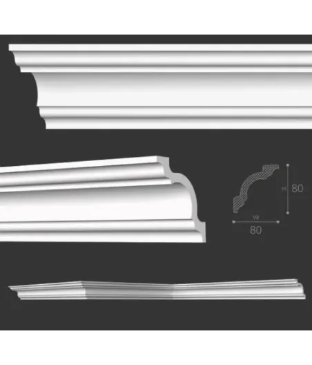 50 Meter Zierleiste LX-110 NMC 80x80 mm Stuckleiste, XPS