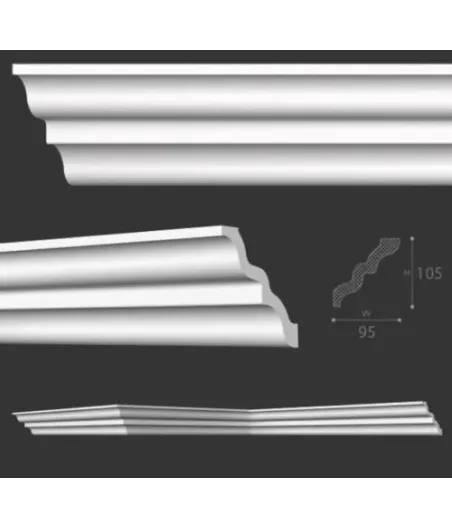 50 Meter  LX-141 NMC Styropor Flachprofil 105x95 mm Stuckleiste, XPS