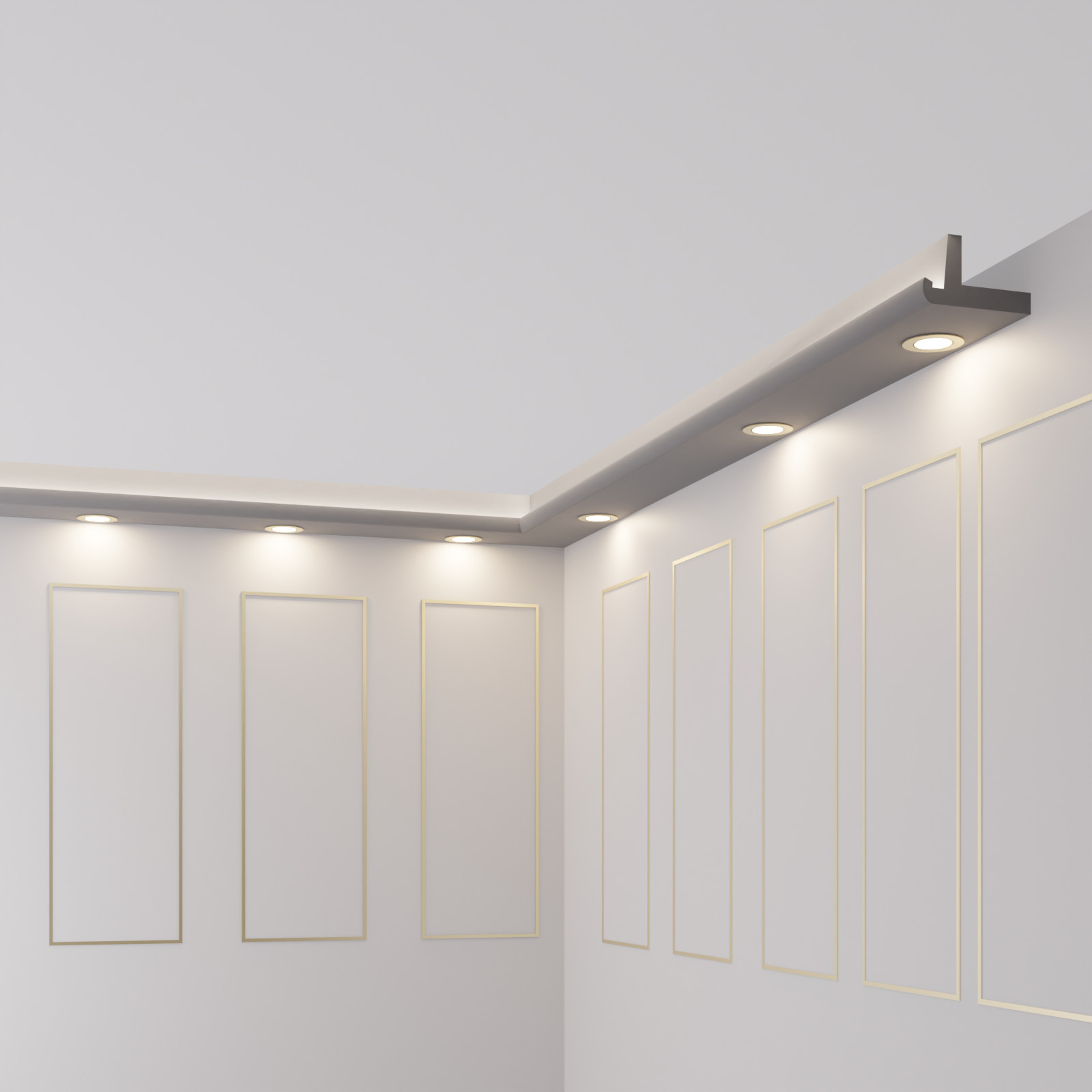 15m Zierleiste OL-1 + Ecken für indirekte Decken & Wand Beleuchtung Set  Grau