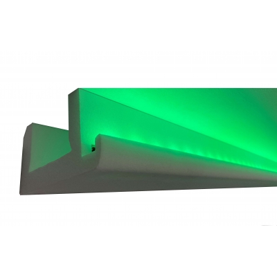10 Meter+Ecken LED LichtStrahl Spots Profil für indirekte Beleuchtung XPS OL-51 Weiß 70x120 mm